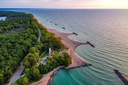Aerial PI Lighthouse Beach crispsnaps