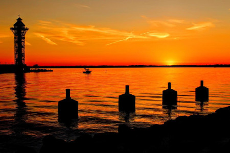Tower Sunset lake erie photo